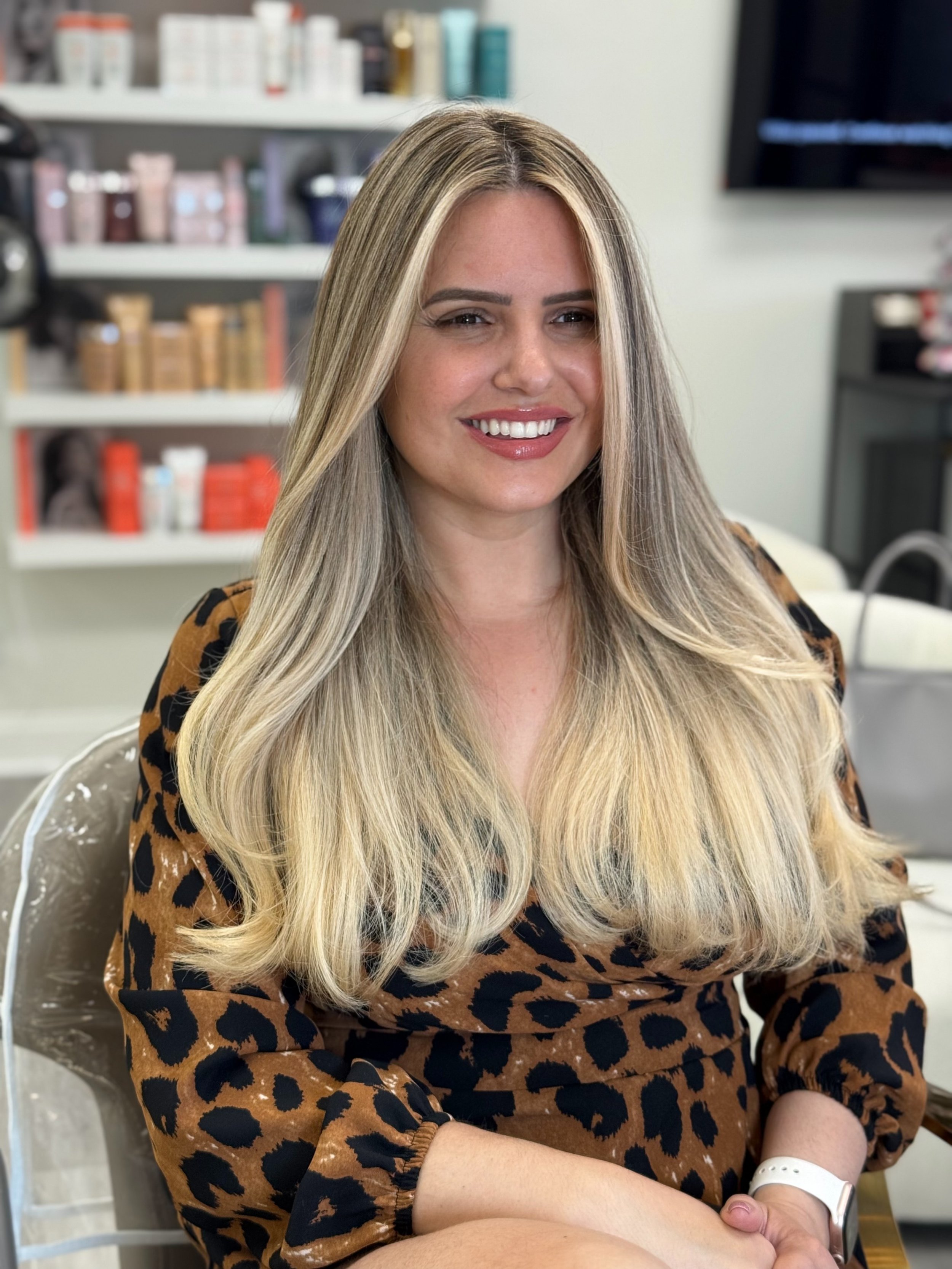 Long bright blonde hair